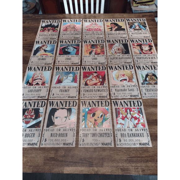 One Piece Anime/Manga 19 Wanted Dead or Alive Posters Size 11"x7.5" - Picture 1 of 6